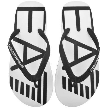 EA7 Emporio Armani Logo Flip Flops White & Black